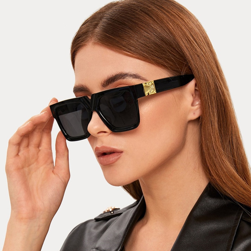 여성용 럭셔리 브랜드 사각형 선글라스, 2021, 여행용 검은색 사각형 선글라스, 여성 패션 레트로 선글라스